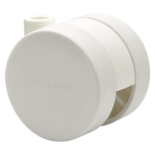 WAGNER Design Möbelrolle/Lenkrolle/Doppelrolle KONKAV - hart - Durchmesser Ø 50 mm, Bauhöhe 50 mm, weiß, Tragkraft 50 kg - Made in Germany - 01152301 von WAGNER