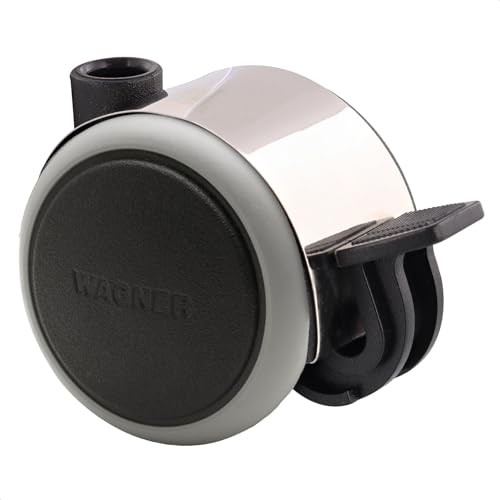 WAGNER Design Möbelrolle/Lenkrolle/Doppelrolle - soft - Durchmesser Ø 40 mm, Bauhöhe 45 mm, schwarz/chrom, Feststeller, Tragkraft 35 kg - 01142601 von WAGNER design yourself