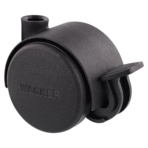 WAGNER Design Möbelrolle/Lenkrolle/Doppelrolle - hart- Durchmesser Ø 40 mm, Bauhöhe 45 mm mit Feststeller, schwarz, Tragkraft 35 kg - 01012601 von WAGNER
