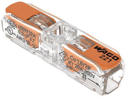 WAGO 221-2411 Durchgangsverbinder mit Hebel,für alle Leiterarten (Inhalt 60 Stück) von WAGO GmbH & Co. KG