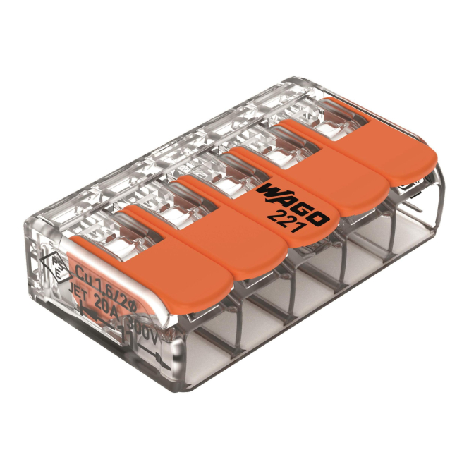 WAGO 221-415 COMPACT-Verbindungsklemme, für alle Leiterarten,max. 4 mm² (Inhalt 25 Stück) von WAGO GmbH & Co. KG