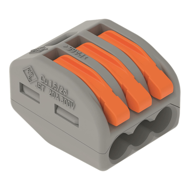 WAGO 222-413 CLASSIC-Verbindungsklemme, für alle Leiterarten,max. 4 mm²,grau (Inhalt 50 Stück) von WAGO GmbH & Co. KG