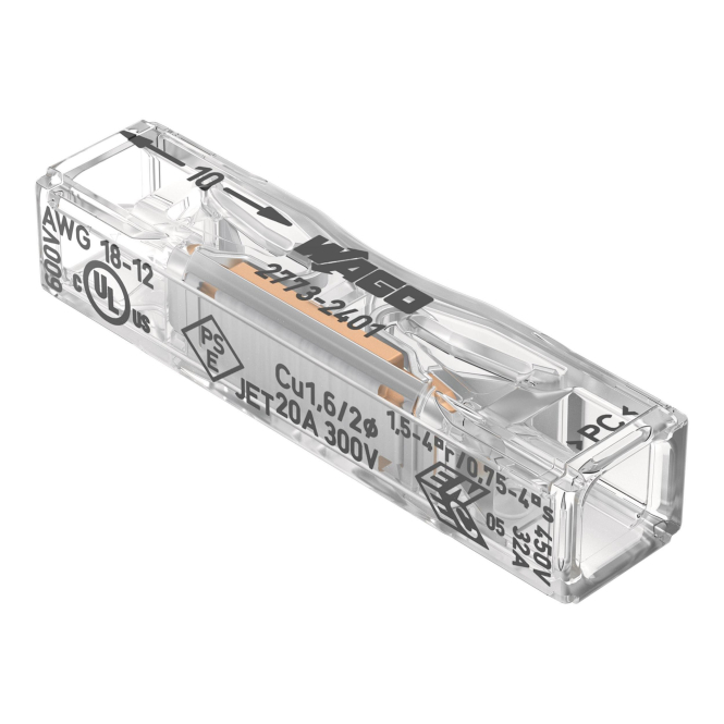 WAGO 2773-2401 Durchgangsverbinder zum Stecken max.4qmm 2Leiter transparent (Inhalt 100 Stück) von WAGO GmbH & Co. KG
