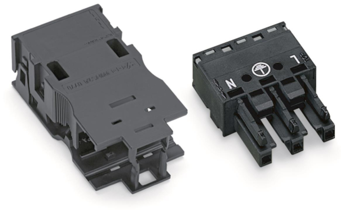 WAGO 770-203/035-000 Buchse,mit Zugentlastungsgehäuse, 3-polig,schwarz (Inhalt 25 Stück) von WAGO GmbH & Co. KG