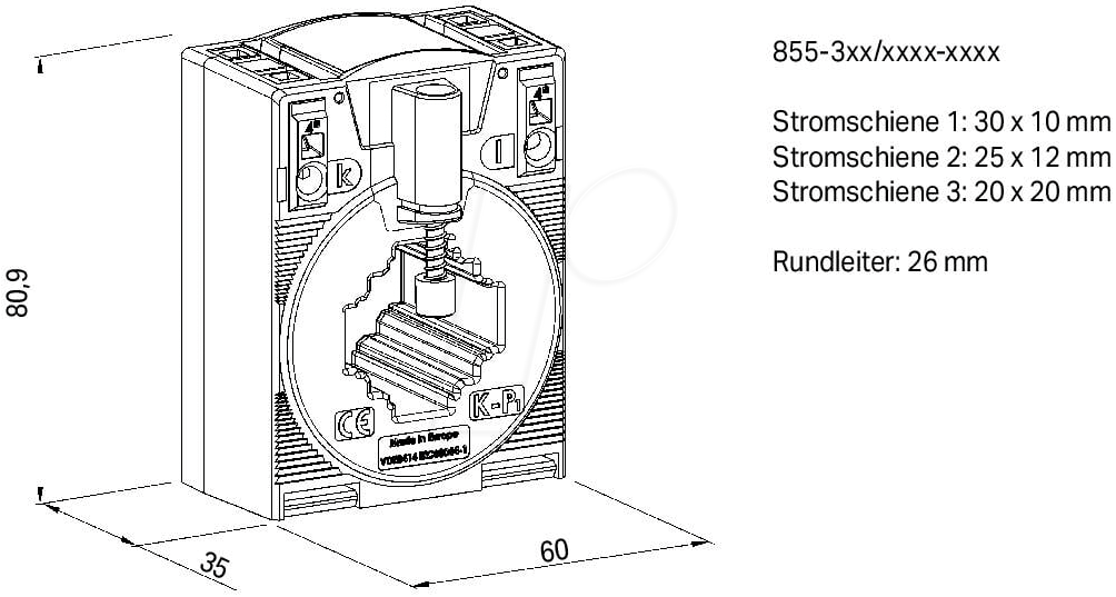 855-301/060-101 - Stromwandler, 60A>1A, 1,25VA, Klasse1 855-301/060-101 - Stromwandler, 60A>1A, 1,25VA, Klasse1 von WAGO