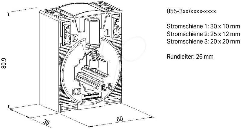 855-301/060-101 - Stromwandler, 60A>1A, 1,25VA, Klasse1 von WAGO
