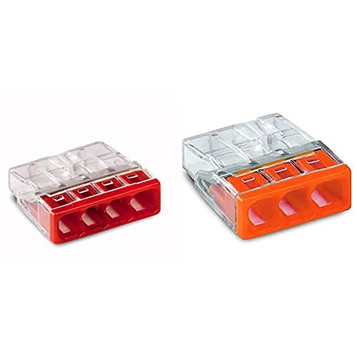 WAGO® Klemme, 4-Leiter, Verbindungsdosenklemme, 2273-204 (100 Stück) & ® Klemme, 3-Leiter, Verbindungsdosenklemmen, 2273-203 (100 Stück), Orange von WAGO