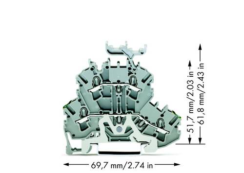 WAGO 2002-2257 Doppelstock-Schutzleiterklemme 5.20mm Zugfeder Belegung: PE, L Grau 50St. von WAGO