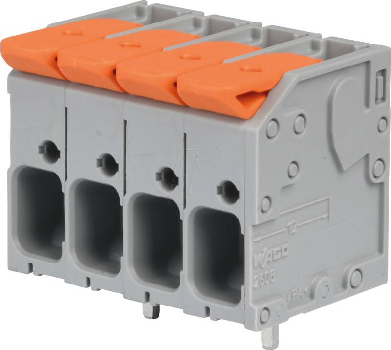 WAGO 2606-1104 - Leiterplattenklemme - RM 7,5 mm, Ø 6 mm², 4-polig von WAGO