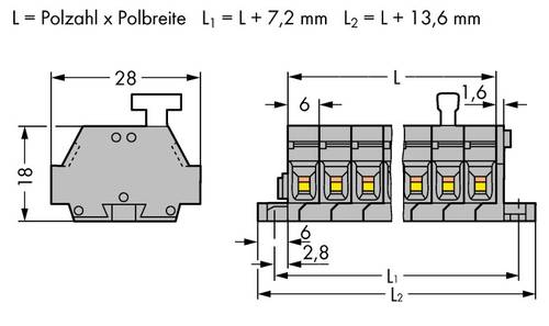 WAGO 261-424/331-000 Klemmenleiste 6mm Zugfeder Belegung: L Grau 50St. von WAGO