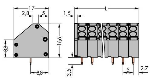 WAGO 816-109 Federkraftklemmblock 1.50mm² Polzahl (num) 9 Grau 70St. von WAGO