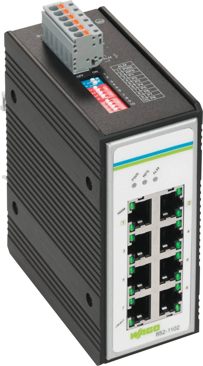 WAGO 852-1102 - Switch, 8-Port, Gigabit Ethernet von WAGO