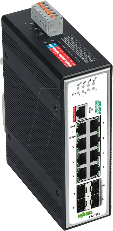 WAGO 852-1605 - Switch, 12-Port, Gigabit Ethernet, SFP von WAGO