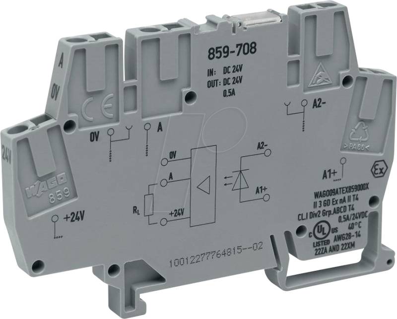 WAGO 859-708 - Optokopplermodul, E: DC 24 V, A: DC 0 … 24 V, 0,5 A, grau von WAGO