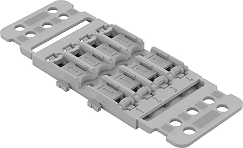 WAGO Befestigungsadapter 221-2504 | Befestigungs-Adapter mit Zugentlastung der Serie 221, 4-fach für Durchgangsverbinder mit Hebel, 5 Stück, für Schraubbefestigung, grau von WAGO