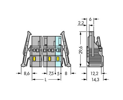 WAGO Buchsengehäuse-Kabel 231 Polzahl Gesamt 2 Rastermaß: 7.50mm 231-202/037-000 50St. von WAGO