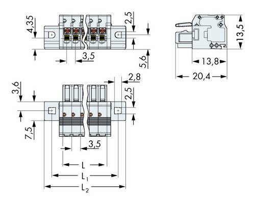 WAGO Buchsengehäuse-Kabel 2734 Polzahl Gesamt 12 Rastermaß: 3.50mm 2734-112/031-000 25St. von WAGO