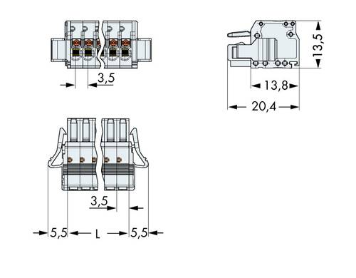 WAGO Buchsengehäuse-Kabel 2734 Polzahl Gesamt 24 Rastermaß: 3.50mm 2734-124/037-000 10St. von WAGO