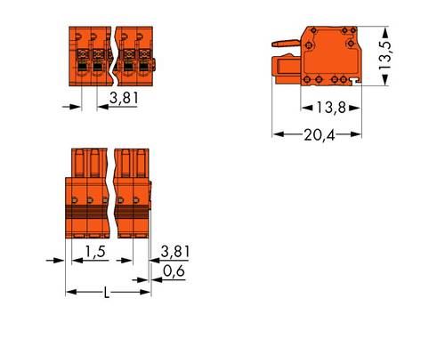 WAGO Buchsengehäuse-Kabel 2734 Polzahl Gesamt 3 Rastermaß: 3.81mm 2734-203 200St. von WAGO