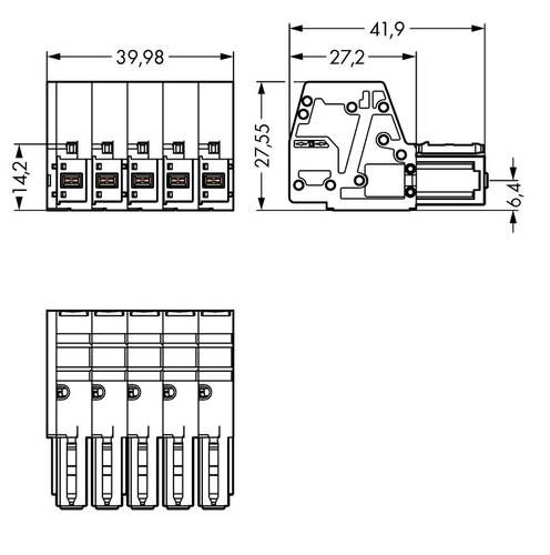 WAGO Buchsengehäuse-Kabel 831 Polzahl Gesamt 5 Rastermaß: 7.62mm 831-3105/019-004 5St. von WAGO