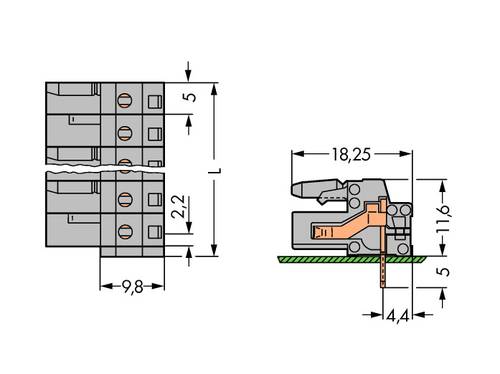 WAGO Buchsengehäuse-Platine 232 Polzahl Gesamt 20 Rastermaß: 5mm 232-250 10St. von WAGO