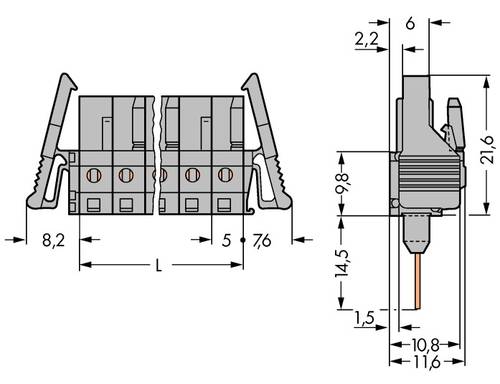 WAGO Buchsengehäuse-Platine 232 Polzahl Gesamt 8 Rastermaß: 5mm 232-138/005-000/025-000 50St. von WAGO