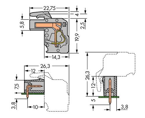 WAGO Buchsengehäuse-Platine 732 Polzahl Gesamt 8 Rastermaß: 7.50mm 732-108/026-000 25St. von WAGO