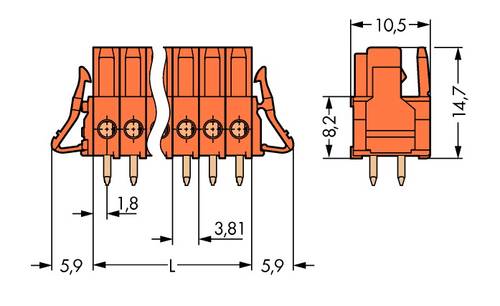 WAGO Buchsengehäuse-Platine 734 Polzahl Gesamt 7 Rastermaß: 3.81mm 734-507/037-000 50St. von WAGO