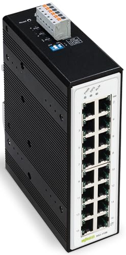 WAGO Industrial-Switch 852-1106 | mit 16 ETHERNET‐Ports 10/100/1000 MBit/s Autonegotiation und Diagnose‐LEDs auf der Vorderseite, unterstützt bis zu 8000 absolute MAC‐Adressen von WAGO