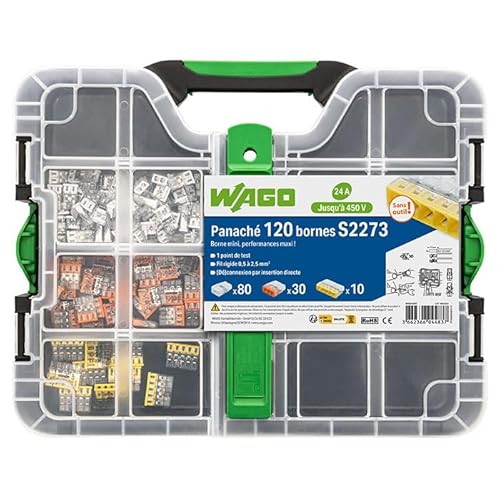 WAGO Klemmenbox Serie 2273 – 120 Klemmen (80x 2 Eingänge, 30x 3 Eingänge, 10x 5 Eingänge) für sichere und zuverlässige Verdrahtung von WAGO