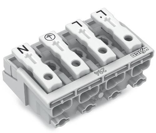 WAGO Netzanschlussklemme starr: 0.5-1.5mm² Polzahl (num): 4 500 St. Weiß von WAGO