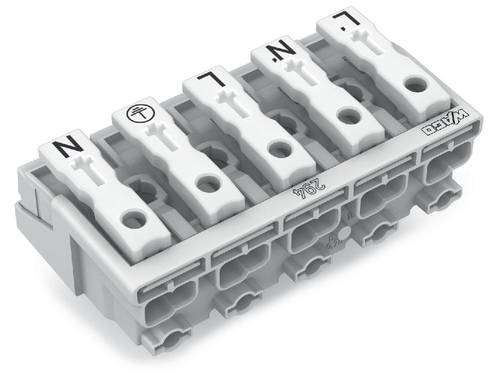 WAGO Netzanschlussklemme starr: 0.5-1.5mm² Polzahl (num): 5 250 St. Weiß von WAGO