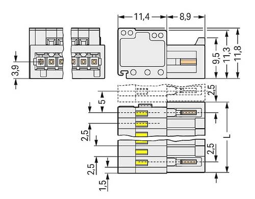 WAGO Stiftgehäuse-Kabel 733 733-212/000-044 50St. von WAGO
