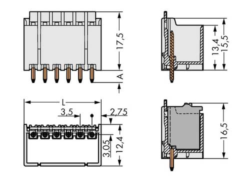 WAGO Stiftgehäuse-Platine 2091 Polzahl Gesamt 12 Rastermaß: 3.50mm 2091-1412 100St. von WAGO