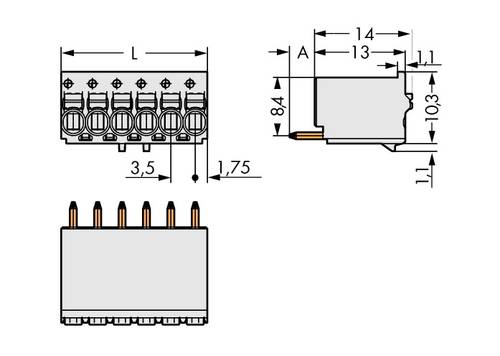 WAGO Stiftgehäuse-Platine 2091 Polzahl Gesamt 8 Rastermaß: 3.50mm 2091-1158 50St. von WAGO