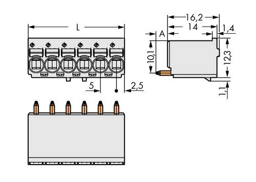 WAGO Stiftgehäuse-Platine 2092 Polzahl Gesamt 8 Rastermaß: 5mm 2092-1178 100St. von WAGO