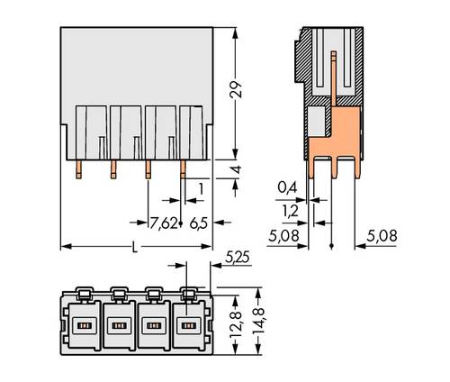 WAGO Stiftgehäuse-Platine 831 Polzahl Gesamt 3 Rastermaß: 7.62mm 831-3603 48St. von WAGO