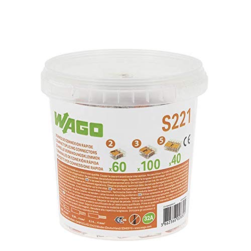 WAGO - WAGO 200 Verbindungsdosenklemmen - Sortiment 200 Stück Hebelklemmen Typ 221 2-Leiter-Klemmen, 3-Leiter-Klemmen und 5-Leiter-Klemmen WAGO - WAGO 200 Verbindungsdosenklemmen - Sortiment 200 Stück Hebelklemmen Typ 221 2-Leiter-Klemmen, 3-Leiter-Klemmen und 5-Leiter-Klemmen von WAGO