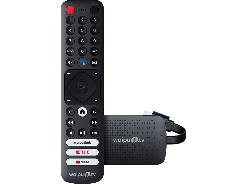 WAIPU.TV 4K Stick + Fernbedienung Streaming Stick, Schwarz von WAIPU.TV