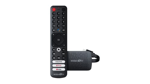 waipu.tv 4K Stick | Inkl. Fernbedienung mit Schnellwahltasten (mit TV-Steuerungstasten) | Fernsehen über WLAN | HDMI | 4K | HDR von waipu.tv