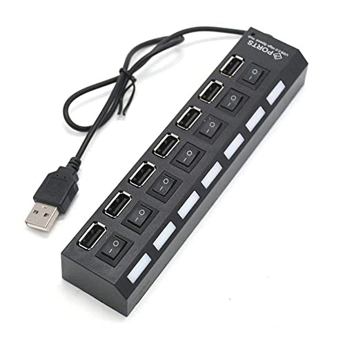 1 x HUB 2.0 HUB Multi USB Splitter 7 Port Expander Multiple Hab Use Switch Adapter Power USB 3.0 für PC Hub mit von WAITLOVER