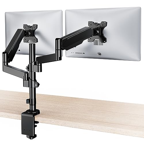 WALI Premium Dual LCD Monitor Schreibtisch Halterung voll Verstellbarer Gasfeder Ständer für Display bis zu 81,3 cm (32 Zoll) GSDM002 (schwarz) von WALI