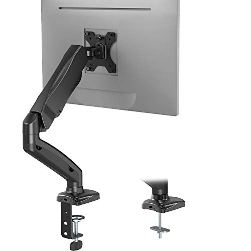WALI Single Monitor Arm Mount Stand Fully Adjustable Gasfeder VESA Desk Mount Swivel Bracket with C Clamp,Grommet Mounting Base for Display up to 32 Inch, 9 kg Capacity (GSMP001), Black von WALI