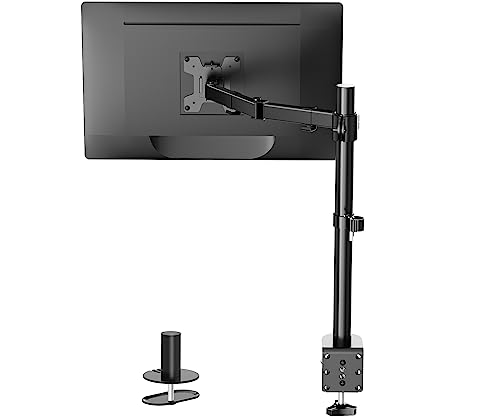 WALI Single Monitor Mount, Single Monitor Arm Desk Mount, Desk Monitor Stand, hält Bildschirm bis zu 27inch, 22lbs, verstellbare Halterung mit C-CLAMP für Home Office Application(M001), Schwarz von WALI