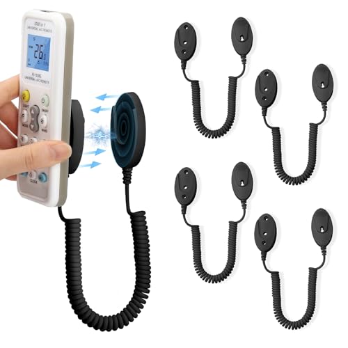 4er-Pack Magnetische Fernbedienungshalter mit Federseilen - Sicherer Halt für Fernbedienungen und kleine Gegenstände, Wandmontage mit Kleber, Anti-Verlust (Schwarz 70 Zoll, 4er Pack) von WALLFID