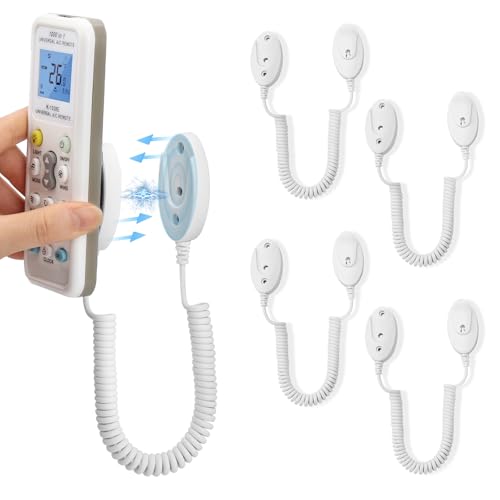 4er-Pack Magnetische Fernbedienungshalter mit Federseilen - Sicherer Halt für Fernbedienungen und kleine Gegenstände, Wandmontage mit Kleber, Anti-Verlust (Weiß 70 Zoll, 4er Pack) von WALLFID