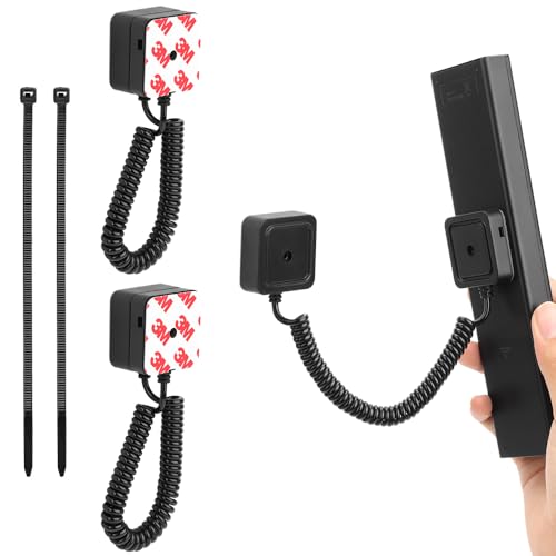 WALLFID 2er-Pack Magnetische Fernbedienungshalter mit Federseilen - Sicherer Halt für Fernbedienungen und kleine Gegenstände, Wandmontage mit Kleber, Anti-Verlust (Schwarz, 2er-Pack) von WALLFID