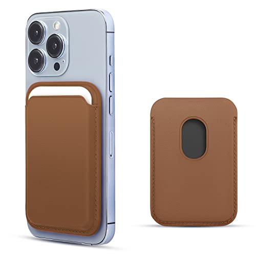 WALLFID Leder Wallet mit MagSafe,Kompatibel mit iPhone 16/15/14/13/12 Pro/Max/Plus/Mini,RFID-Kartenhalter mit MagSafe Magnet (sattelbraun) von WALLFID