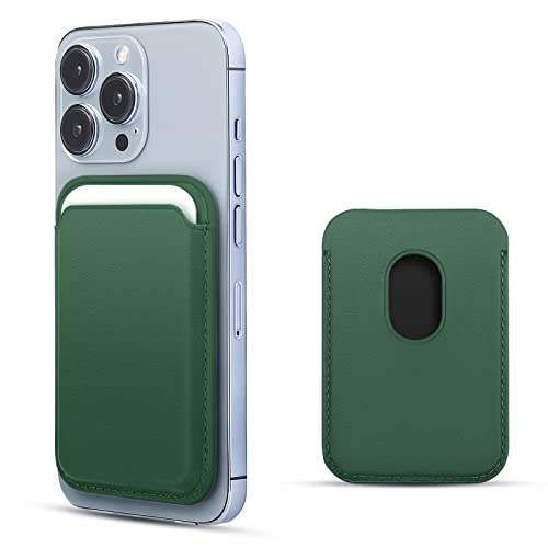 WALLFID Leder Wallet mit MagSafe,Kompatibel mit iPhone 16/15/14/13/12 Pro/Max/Plus/Mini,RFID-Kartenhalter mit MagSafe Magnet (schwarzgrün) von WALLFID