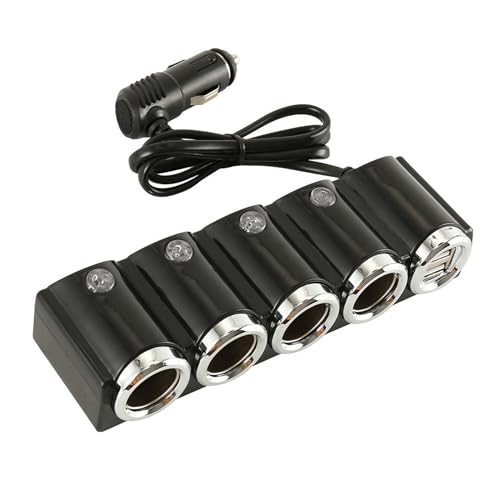 Wallfire Kfz-Ladegerät, 120 W Zigarettenanzünder-Adapter, 4-Wege-Zigarettenanzünder, USB-Splitter, Steckdosen-Verlängerung mit Dual-USB-12 V-24 V Stecker-Netzladegerät von WALLFIRE